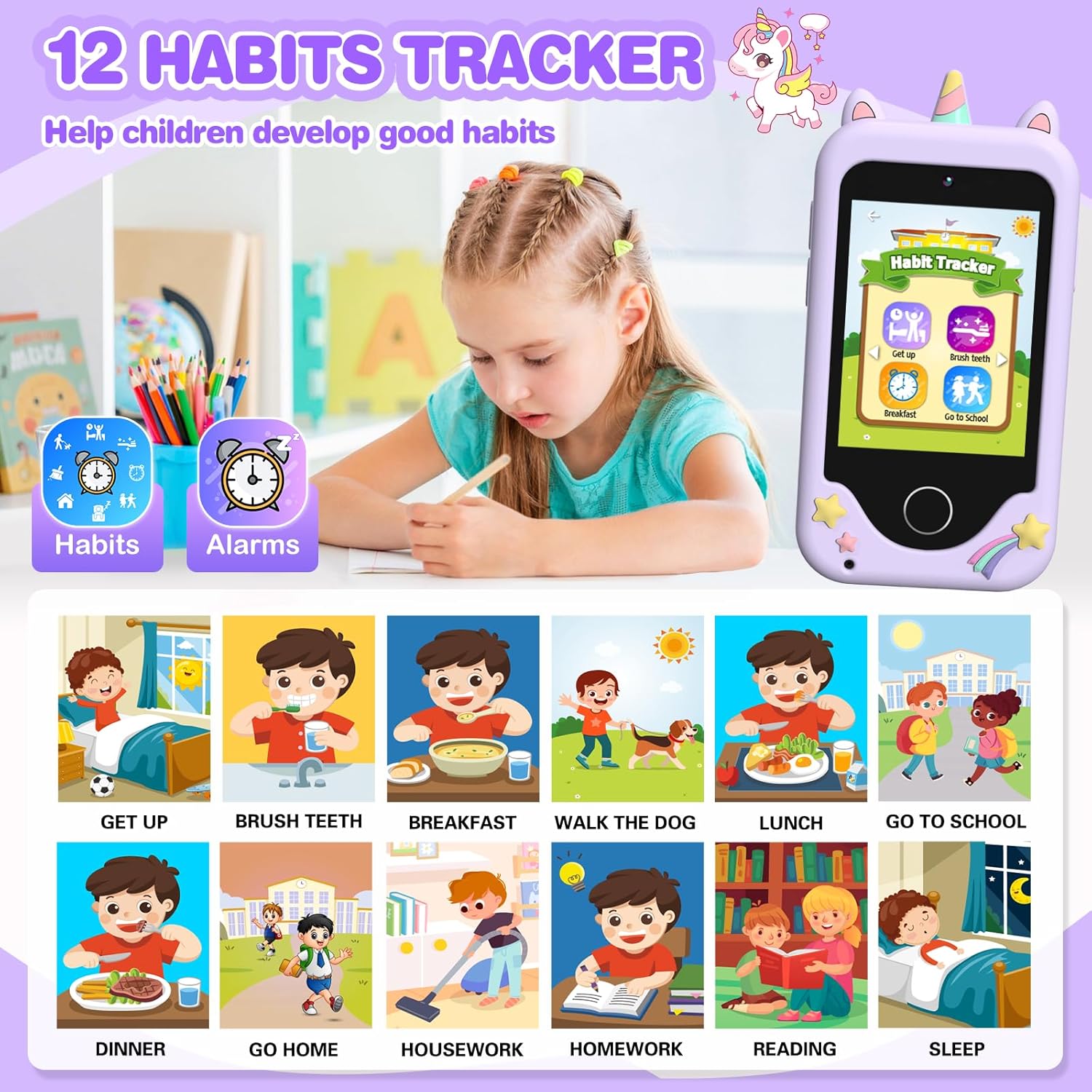 Kids Smart Phone Toys for Girls - Toddler Christmas Birthday Gift for Age 3-10, Learning Toys with 2.8" Touchscreen, Dual Cameras, Music,Video Player, Game, 8G SD Card