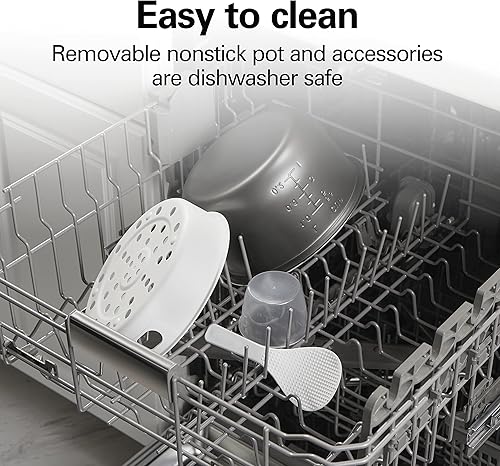 Miniatura 30 de Hamilton Beach - Arrocera digital programable y vaporizador de alimentos, con funciones lentas de huevo duro, bandeja de huevo/vapor, 6 tazas