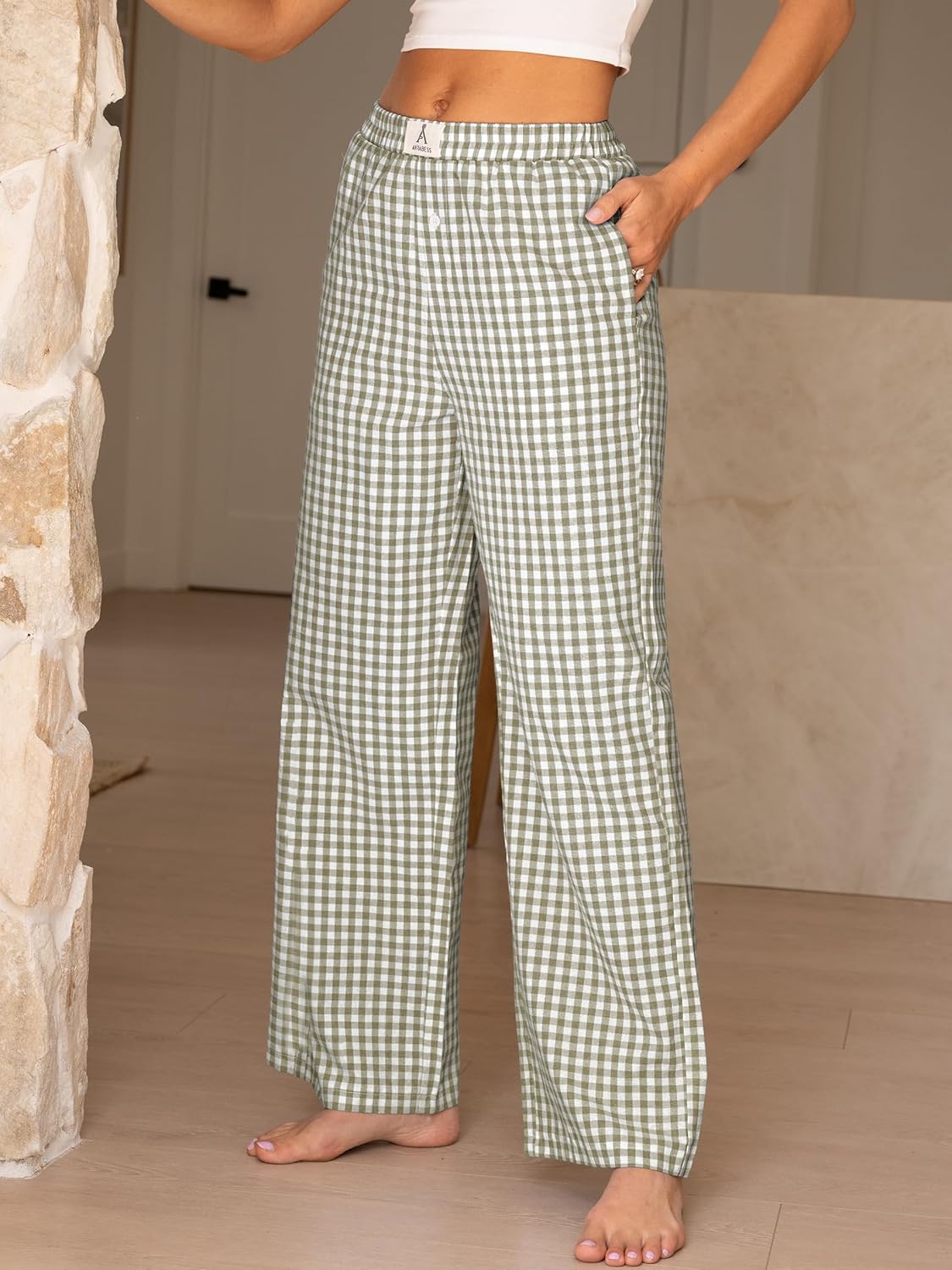 ANRABESS Womens Striped Gingham Pants 2026 Pajama Lounge Boxer Pants Cute Comfy PJ Bottoms with Pockets Y2K Plaid Outfits - Image 4