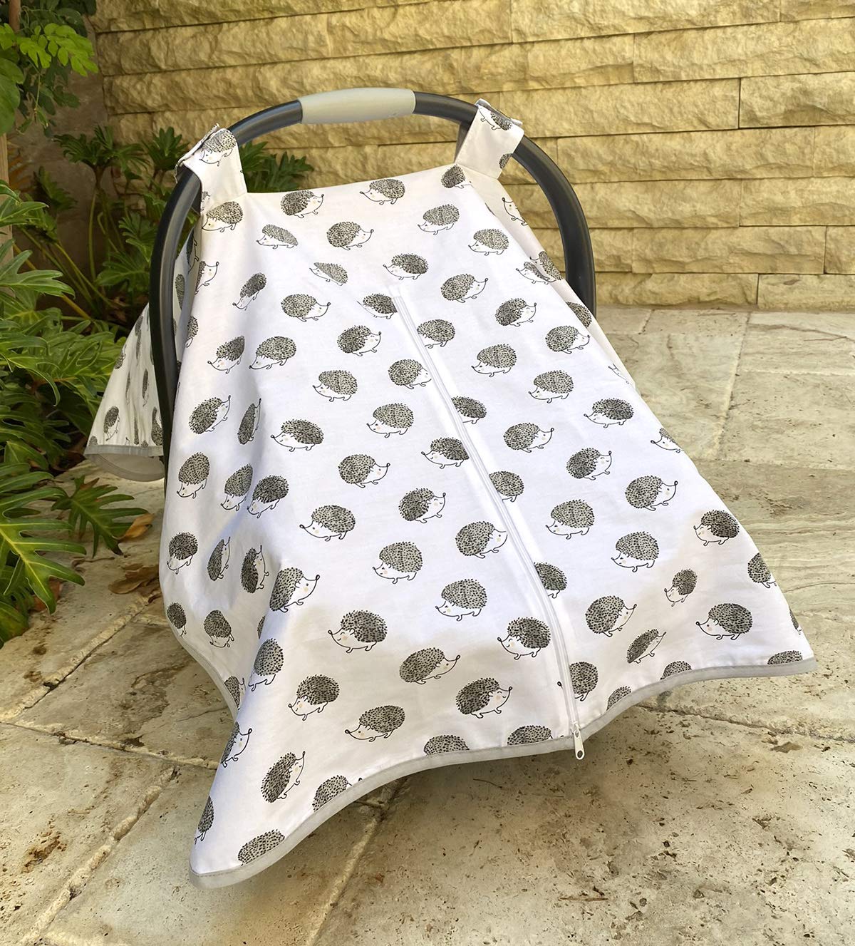 effe Bébé Coprisedili per Auto per Neonato - Realizzati in 100% Cotone Traspirante - Possono Essere utilizzati per Copri Passeggino con baldacchino per seggiolino Auto (Grigio Riccio)