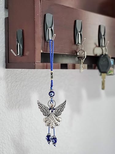 Miniatura 7 de LUCKBOOSTIUM Hermoso ángel con cristal azul y adorno colgante de mal de ojo, dijes de buena suerte, llaves del hogar, bolso, bolsos y accesorios