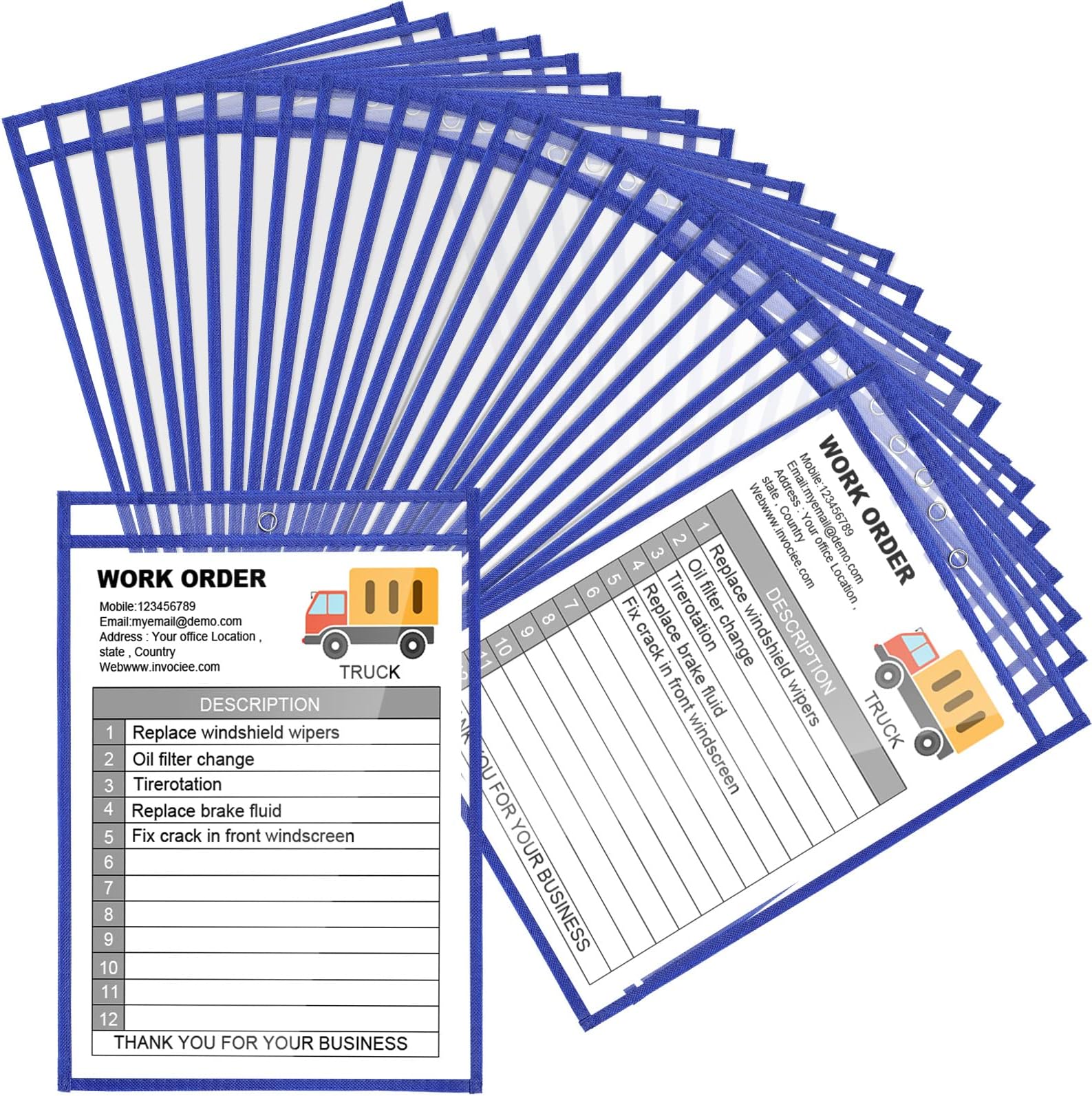 TOTiyea 12 Pack Dry Erase Pockets, Reusable Plastic