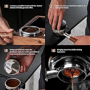 Coosigar 51mm Coffee Distributor,Espresso Distribution Tool, Adjustable Depth Espresso Distributor Fits All 51MM Espresso Portafilter,espresso leveler compatible with Delonghi 51MM Portafilter.(Black)