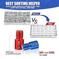 Vista 7 de Comprobador de rosca de tuerca y perno – 26 piezas de calibre de tuerca y perno alojados individualmente en la caja (14 pulgadas y 12 métricas)
