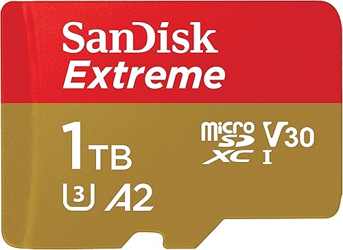 SanDisk Tarjeta UHS I Extreme microSD de 1 TB para video 4K en teléfonos inteligentes, cámaras de acción y drones 190MBs de lectura, 130MBs