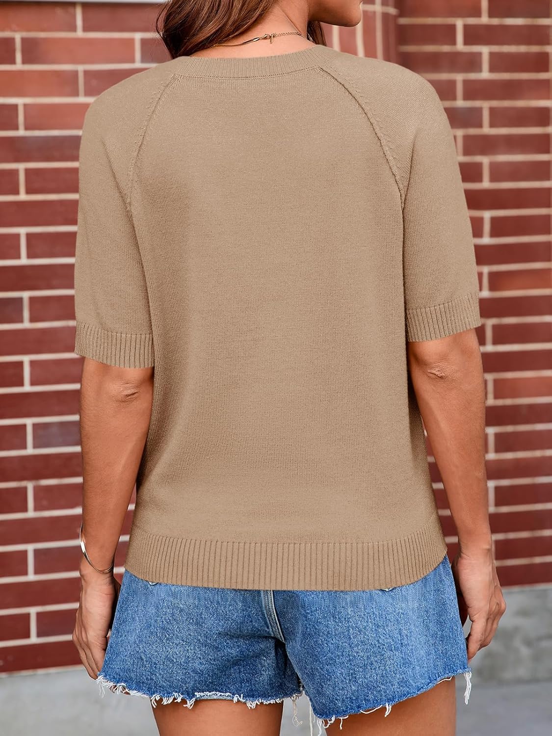 Cicy Bell Womens Short Sleeve Sweaters Crewneck Knit Tops Casual Loose Fit Dressy Pullovers Shirts - Image 4