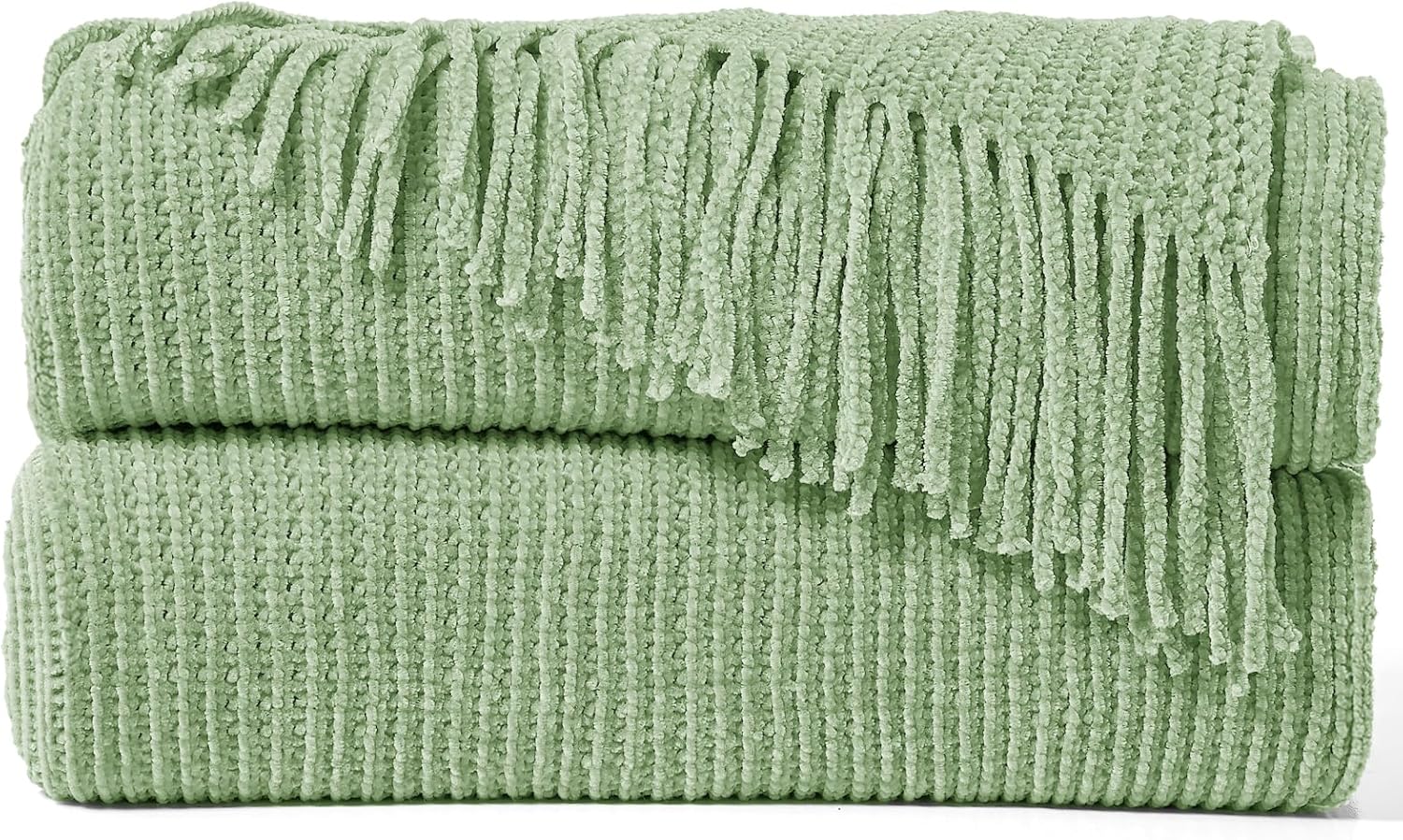 inhand Basil Green Throw Blanket for Couch Bed, St. Patrick’s Day Lucky Spring Gifts Throw for Men Women,Chunky Chenille Woven Soft Warm Blanket,Boho Farmhouse Cozy Decor,50"x60",Medium Thick