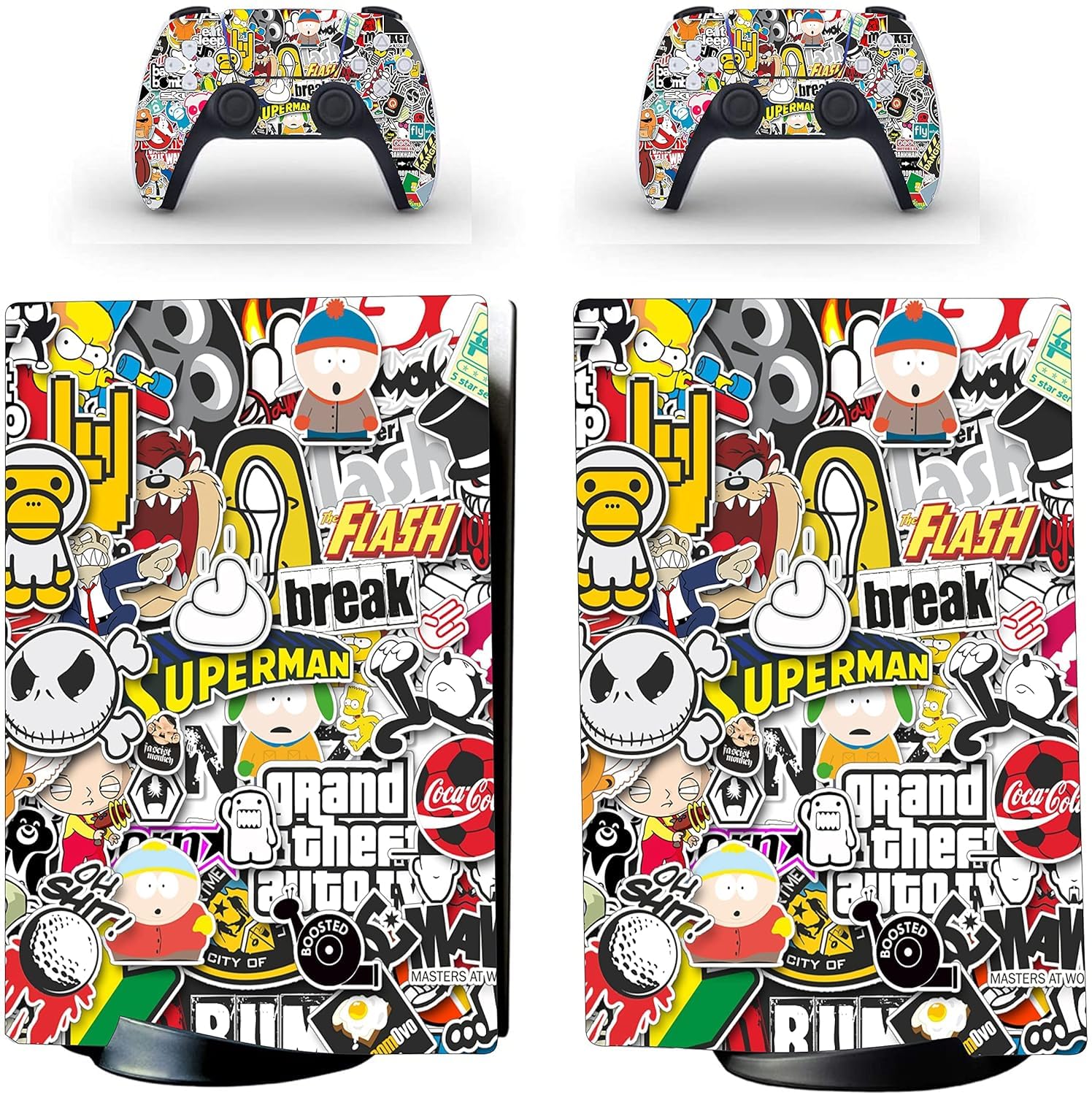 Khushi Decor Breack UV 3M Vinyl Sticker Decals for Playstation 5 Disk Version Console and Two Dual Sense 5 Sticker Skins Black PS5 Skin Console and Controller Design [Video Game] (B0CSWKP8HM) Amazon Price History, Amazon Price Tracker