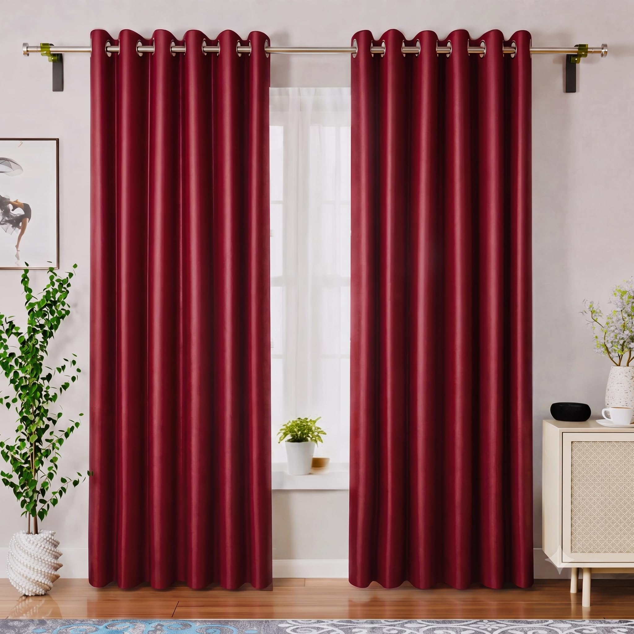 Premium Blackout Curtains – Thermal Insulated, Noise-Reducing, Energy-Saving Window Drapes – Perfect for Bedroom & Living Room – Pack of 2, Multiple Sizes & Colors (Maroon, 7 FT)-image-35