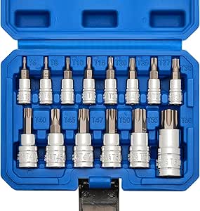 Mayouko 14PCS Torx Bit Socket Set, T6-T60, 1/4-Inch, 3/8-Inch and 1/2-Inch Drive, S2 and Cr-V Steel, Star Bits Socket Set
