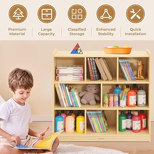 Miniatura 4 de Organizador de almacenamiento de juguetes para habitación de niños, estantería de madera para niños, para aula, organizador de almacenamiento en