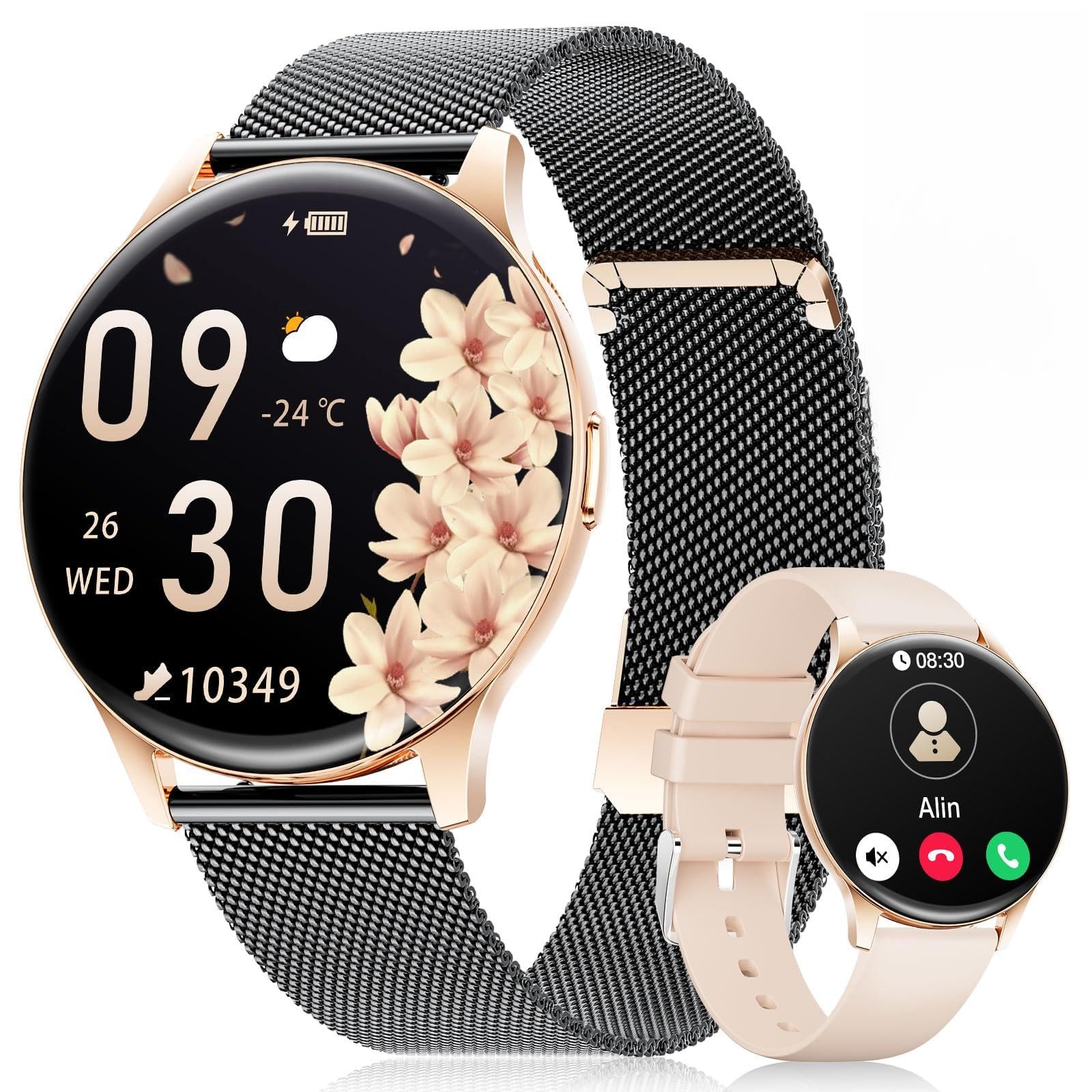 BENYAR SMART Smartwatch Donna 1.43" HD Schermo per iOS/Android, Nero | Monitoraggio Ciclo, Salute 24/7, Chiamate Bluetooth, 100+ Sport, IP68 Impermeabile, 300mAh Autonomia 7 Giorni, 2 Cinturino
