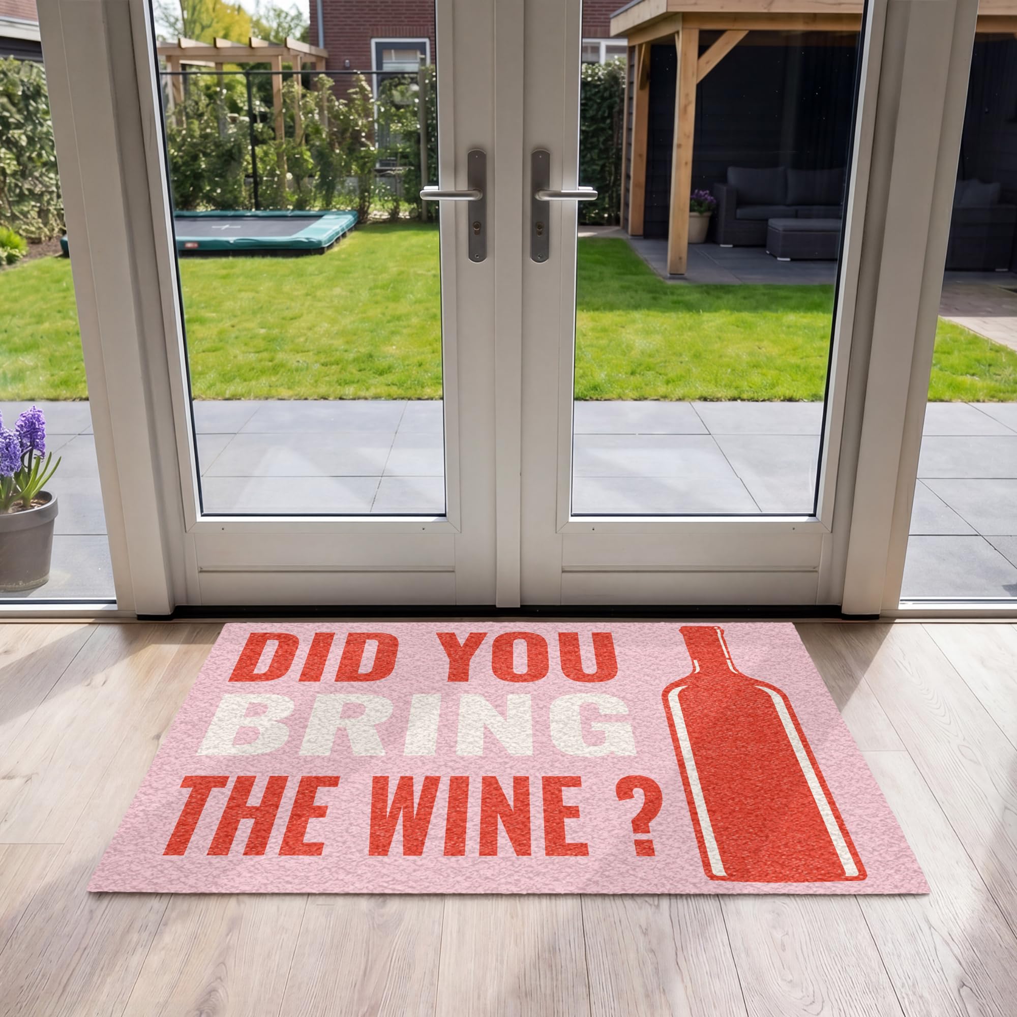 MuchoWow© Zerbino Zerbini Tappeto Ingresso Esterni Pizza Città Vino Rosa | 80x120 cm - Prosecco Stretto Calcio Birra Home Amore Famiglia