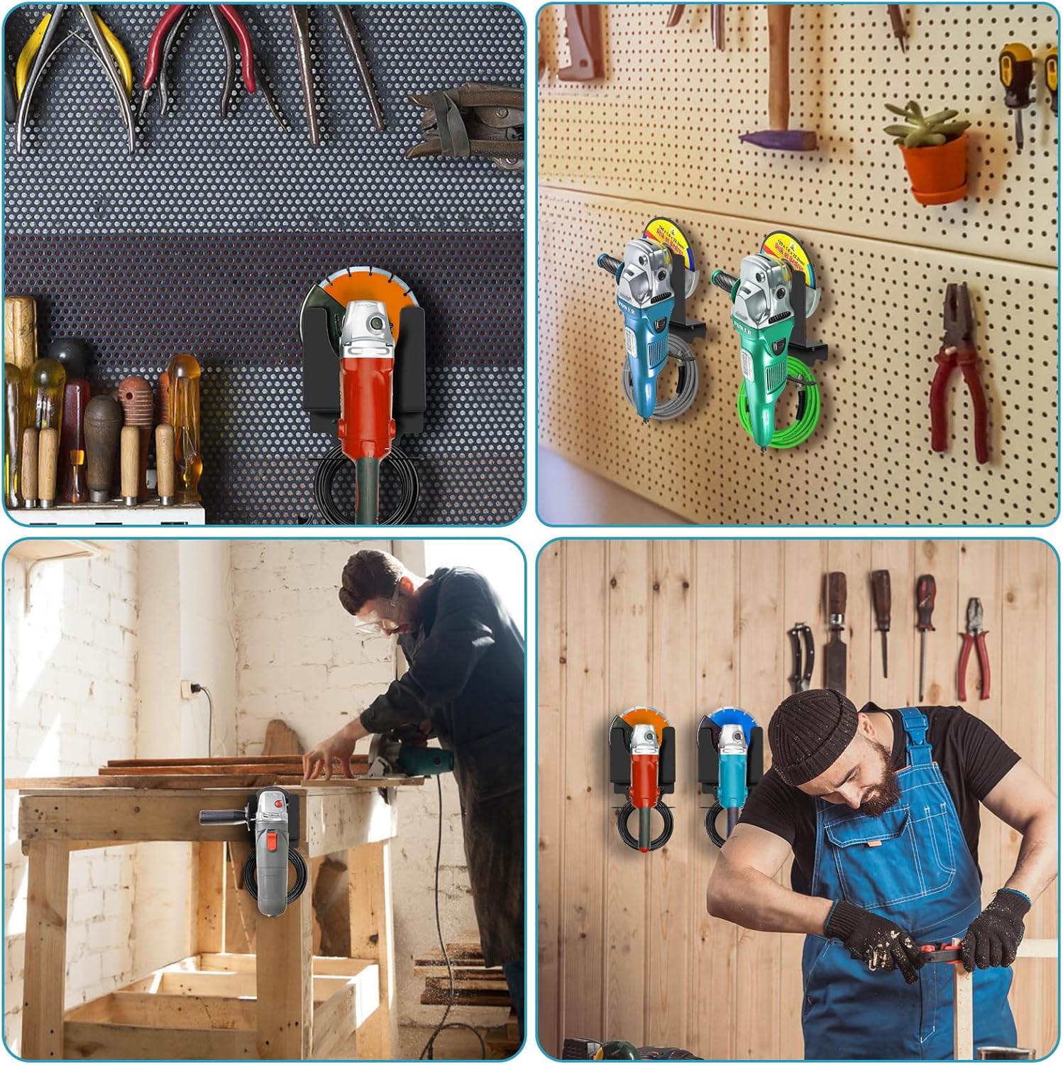 2 PCS Angle Grinder Stand Tool Wall mount Bracket for 5inch Grinder Holder. Angle Grinder Storage Rack for Angle Grinders, Cutters, Polishers etc