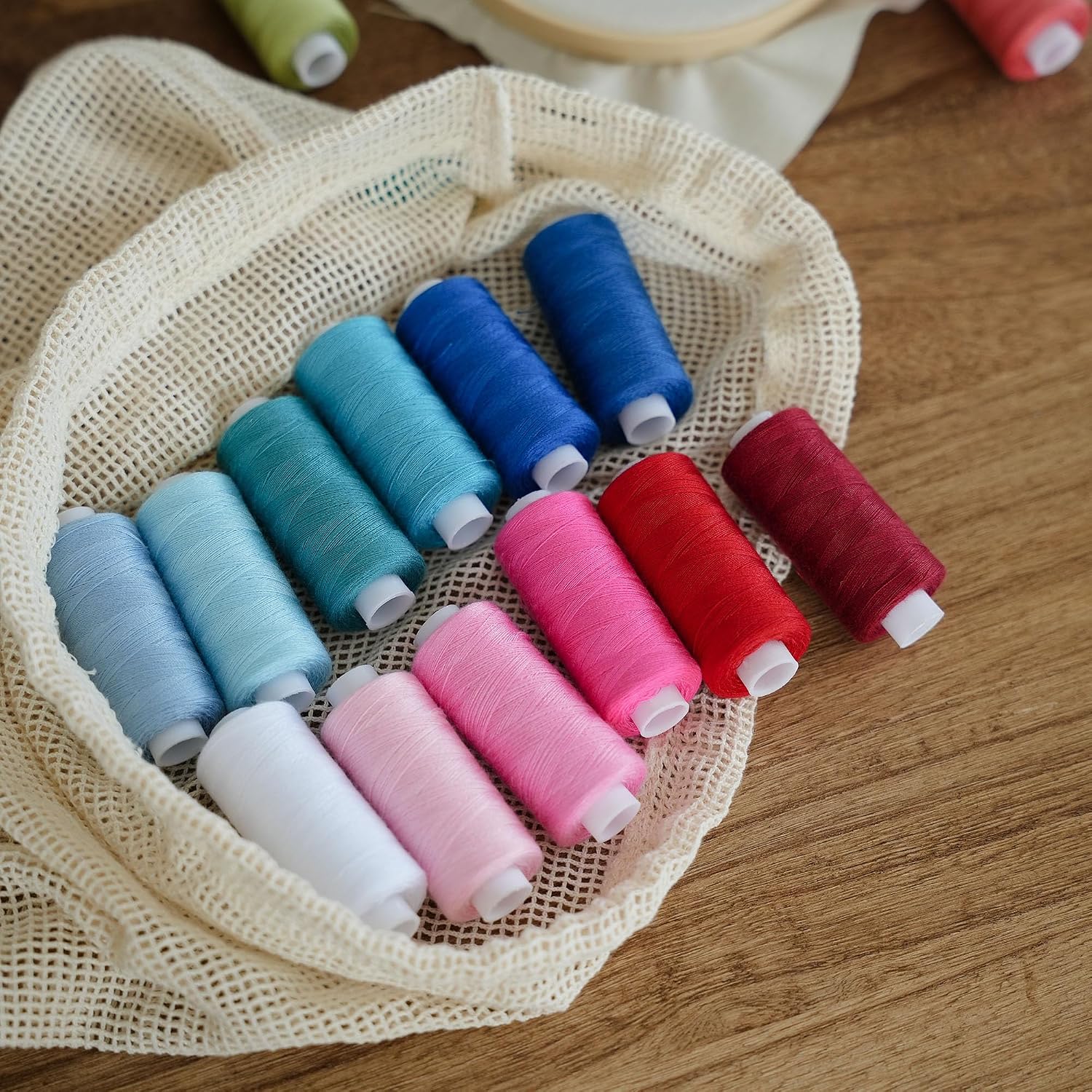 125 PCS Sewing Thread Assortment, 36 Colors 400yd Sewing Thread with Matched 36 Colors Bobbins, Plus 50 PCS Sewing Machine Needles for Home Sewing Machine