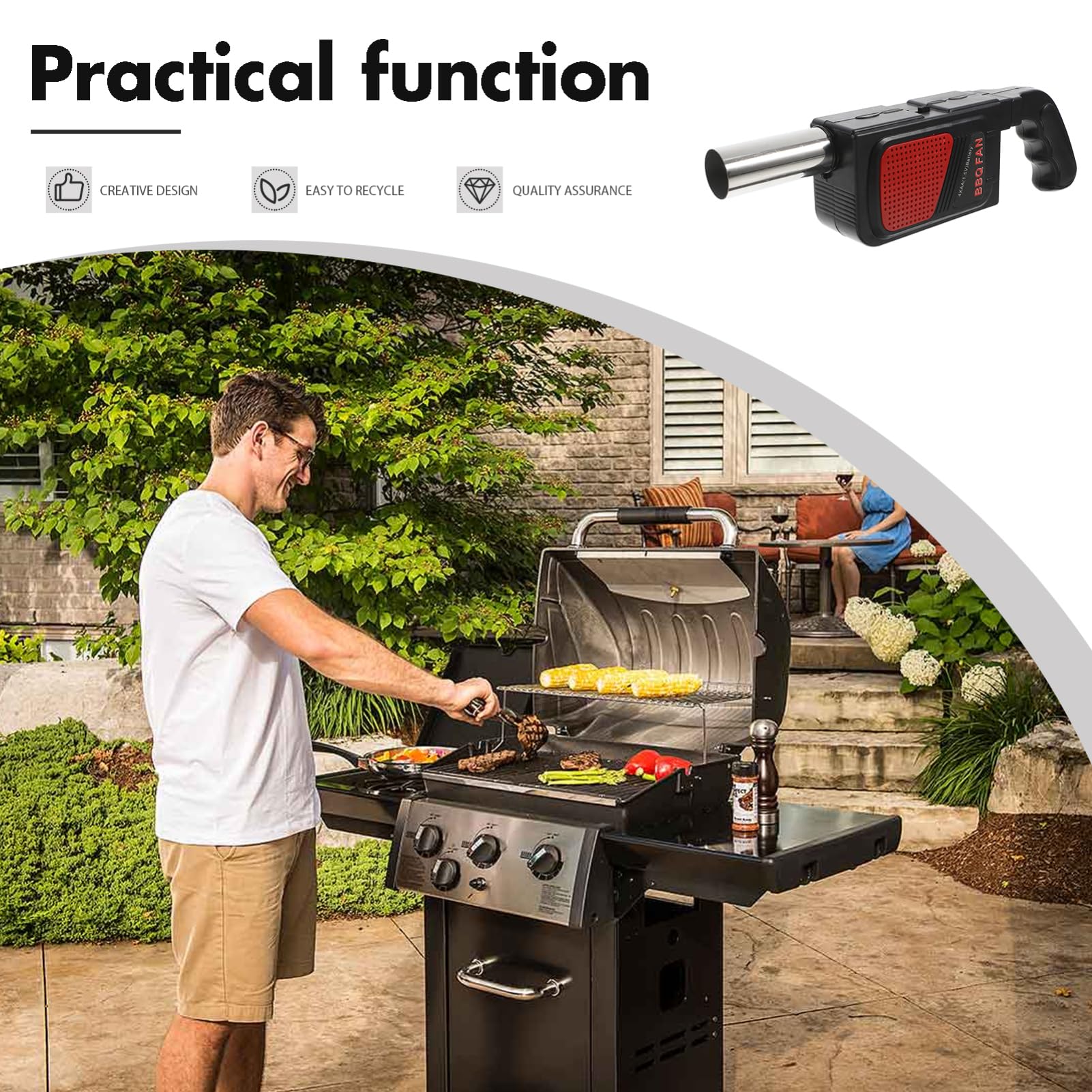 Happyyami Soffiatore Elettrico Nero per Barbecue da Esterno 2 Pezzi