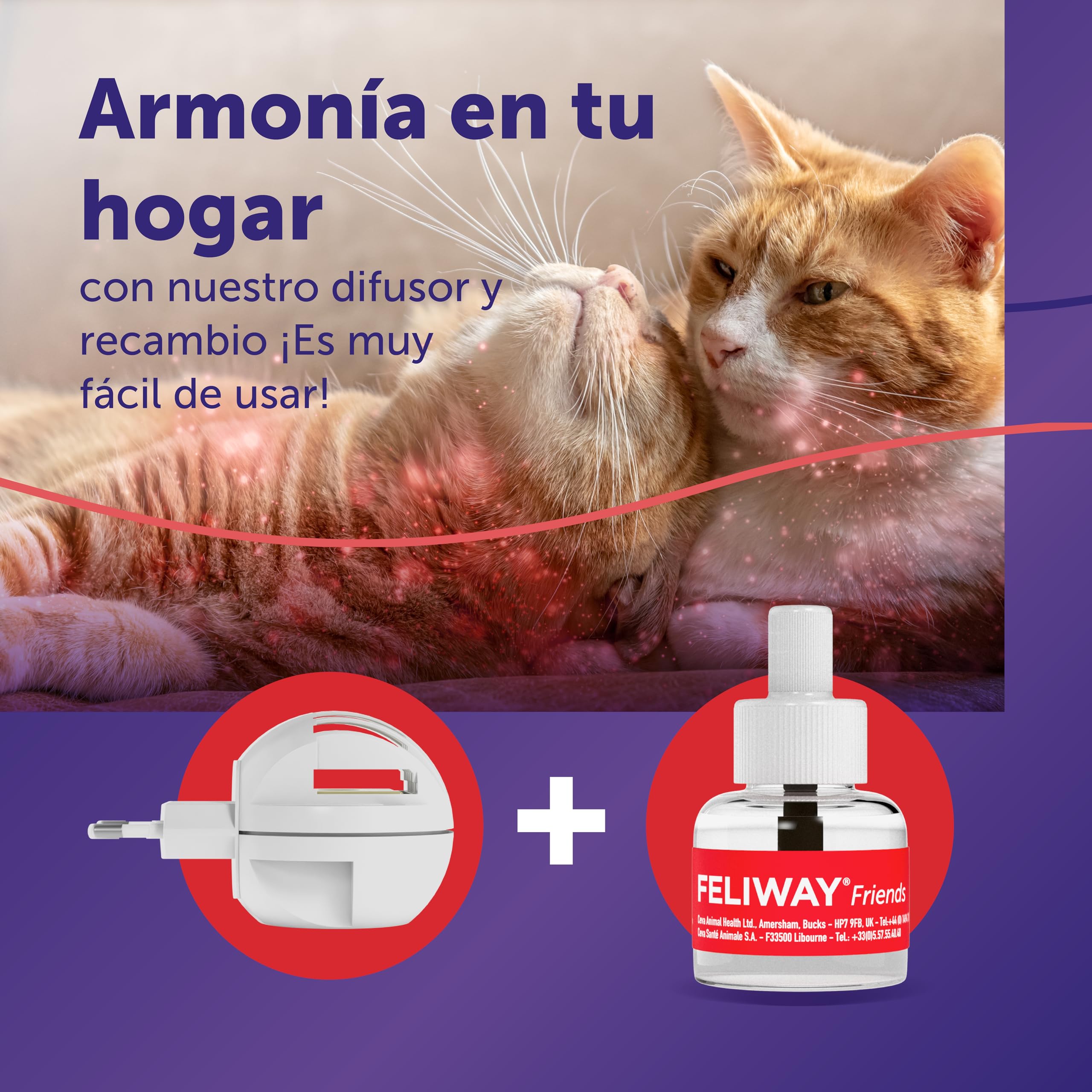 FELIWAY Friends - Difusor + Recambio de feromonas calmantes para Gatos (30 días, 48 ​​ml) - Ayuda a Crear armonía y a Reducir conflictos Entre Gatos Que Viven Juntos. Recomendado por Veterinarios