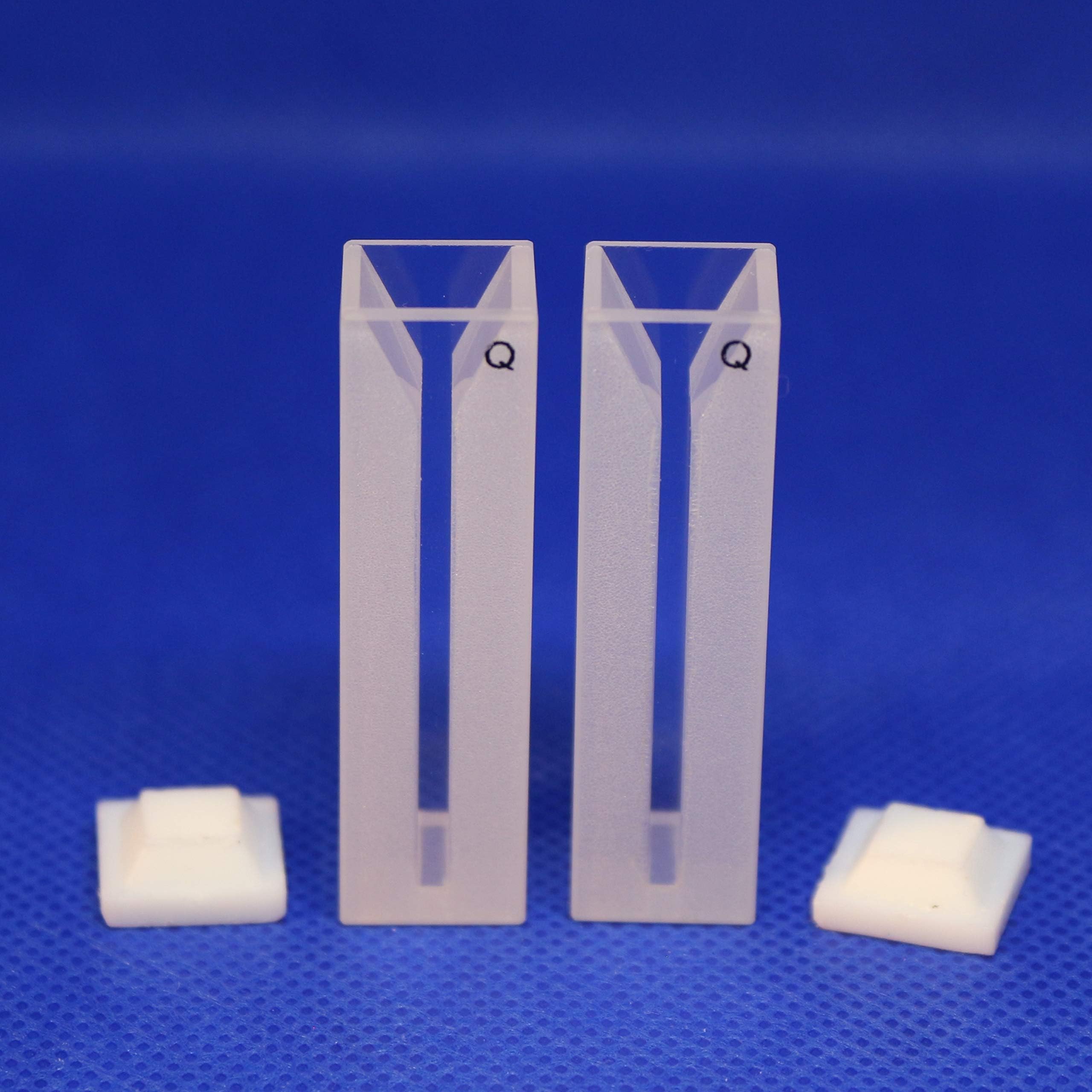 LAB4US Micro Quartz Cuvette cells for Spectrophotometer (2pcs) (2 Clear Sides, 10mm Pathlength, 190-2500 nm Pathlength 10mm; Volume: 0.7 ml; A Non-Sealing PTFE COVER)