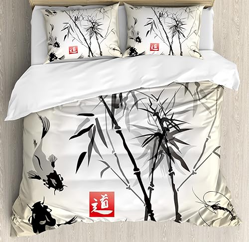 Miniatura 253 de Ambesonne Juego de funda de edredón de brújula, ilustración de mapa del mundo, marinero marítimo, equipo de vida monocromático, juego de ropa