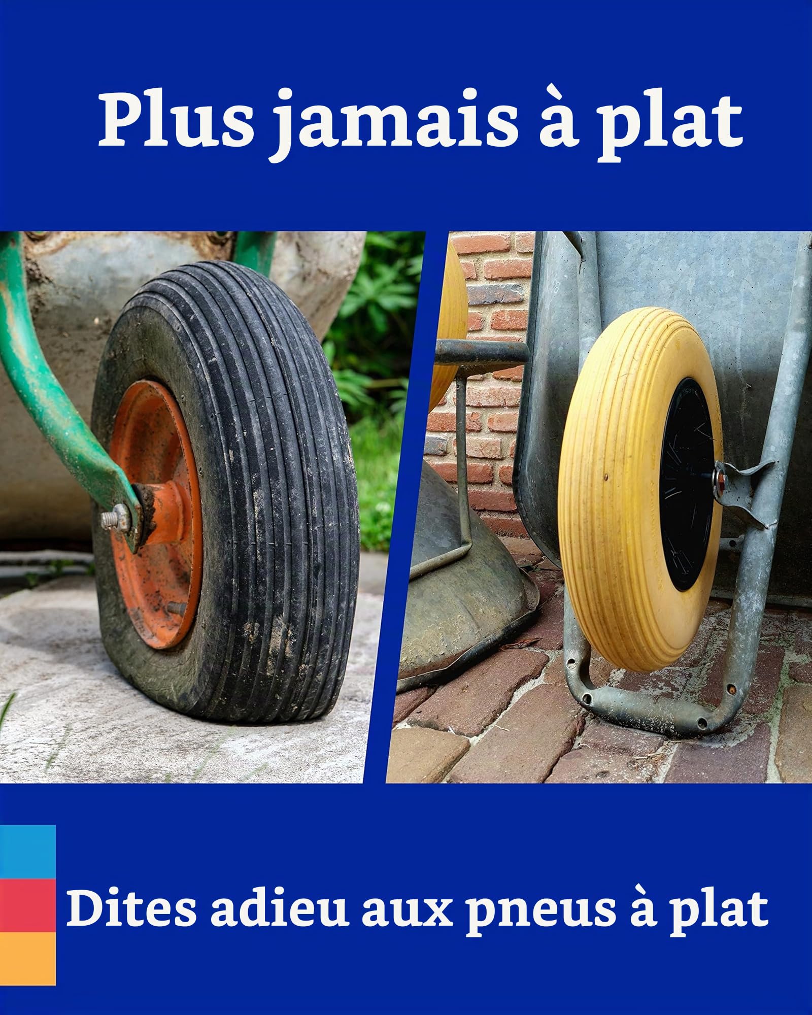 MESO® Roue de brouette 4.80 4.00-8 Ø 400 mm avec axe-Caoutchouc plein,roue de brouette increvable PU-Chariot de jardin-Roue rechange avec pneu caoutchouc plein et jante plastique-Capacité charge 200kg