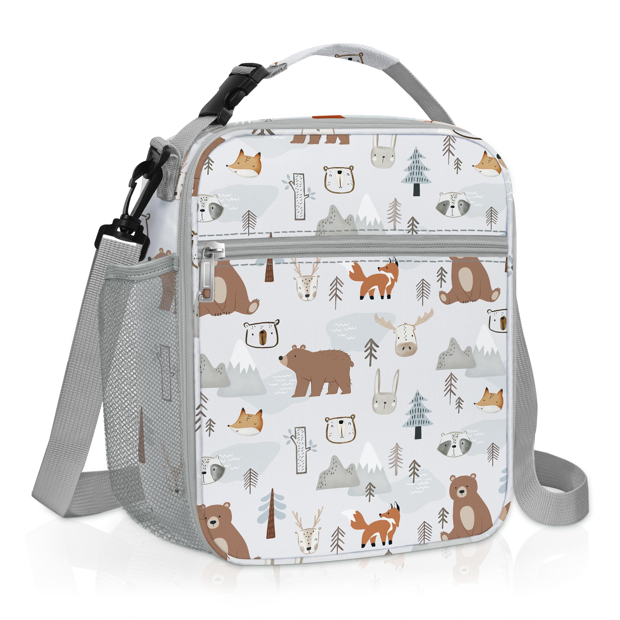 Clastyle Insulated Kids Lunch Bag with Bottle Holder Jungle Animal Lunch Box