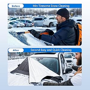 Eamefia Windshield Cover for Ice and Snow,New Upgraded Heavy Duty 600D Windshield Snow Cover,Extra Large Size (75"x45"),Windproof Winter Frost and Deicing Awning Suitable Fzor Cars, Trucks, SUVsL