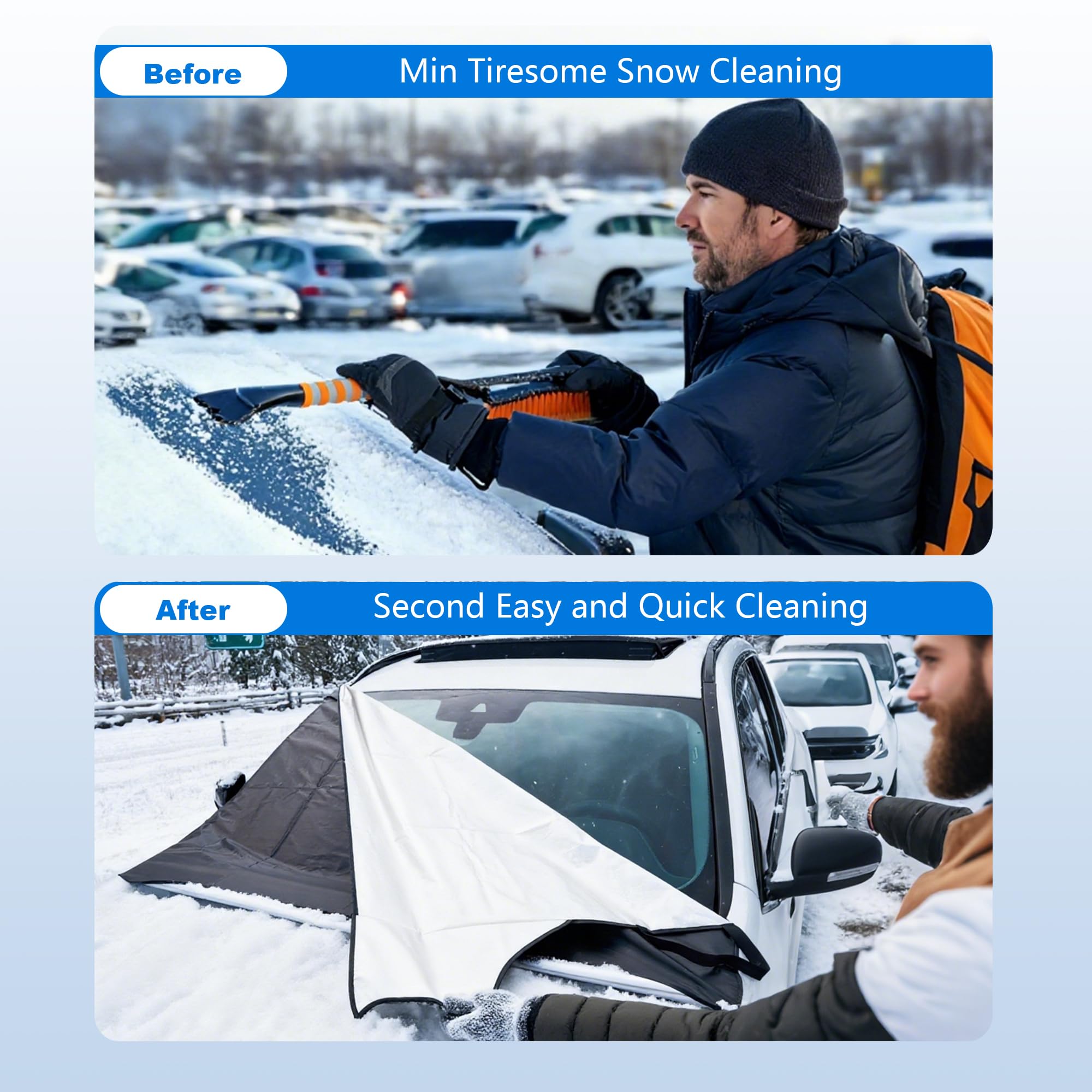 Windshield Cover for Ice and Snow New Upgraded Heavy Duty Windshield Snow Cover Extra Large Size 75x45 Windproof — view 2