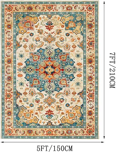 Miniatura 10 de CHICHIC Alfombra de área lavable de 8 x 10 pies, alfombra grande para dormitorio, alfombra de área de estilo bohemio, alfombra de acento oriental,
