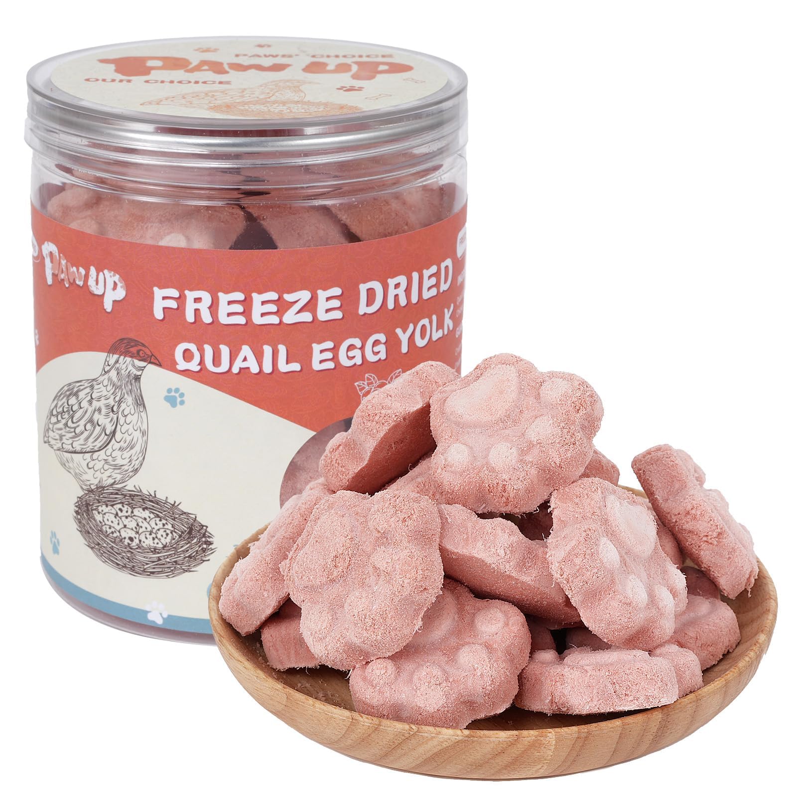 PAWUP Freeze Dried Cat & Dog Treats, Natural Quail Egg Yolk, Rich in Antioxidants Cranberry Added, High-Protein Pet Snacks for Coat & Urinary Health, 3.5 oz