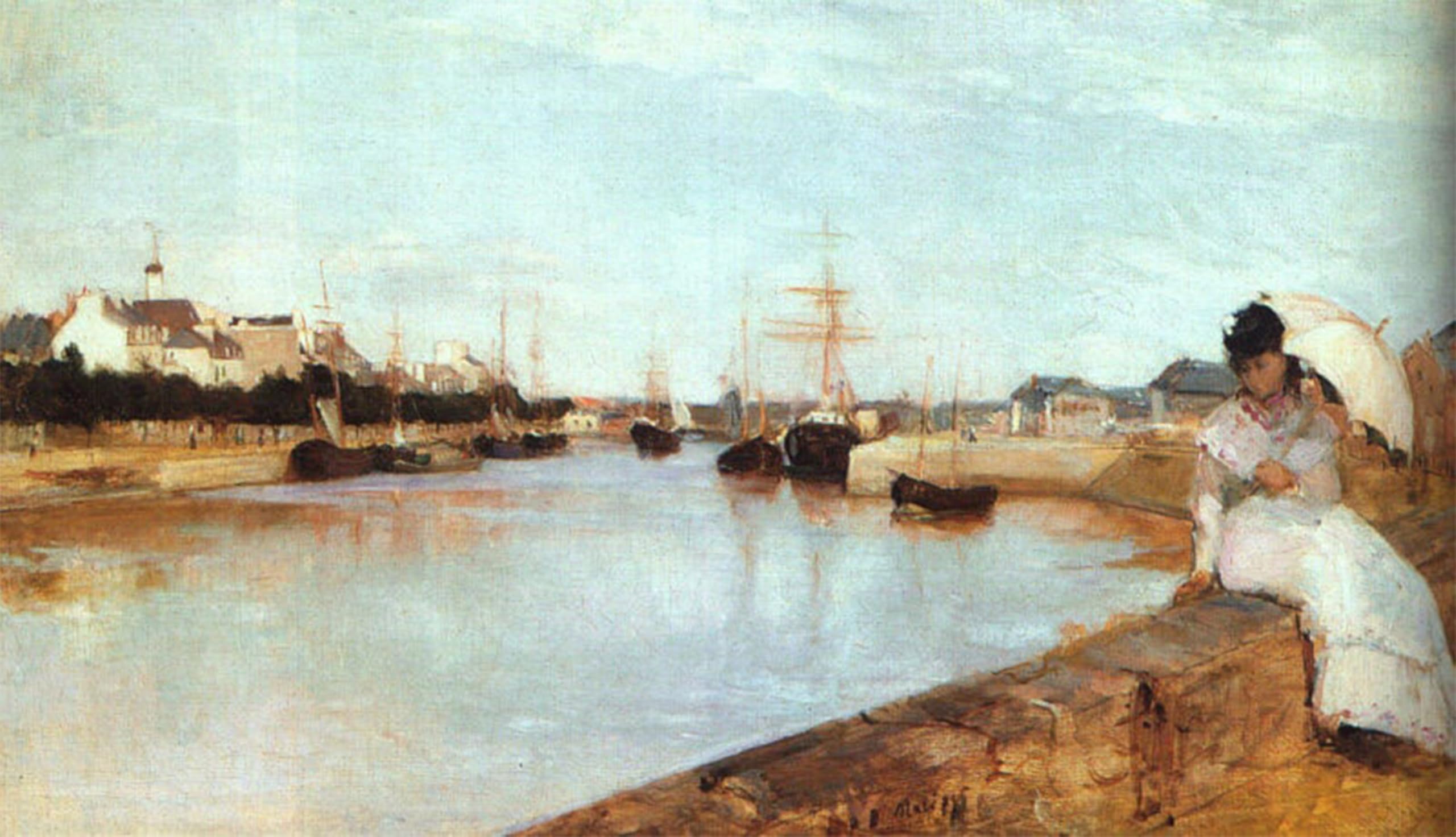 SERENDIPITP Retro Picture Poster Wall Art Pictures Painting the Harbor At Lorient by Berthe Morisot Wall Art Canvas Print for Wall Decor 60x90cm