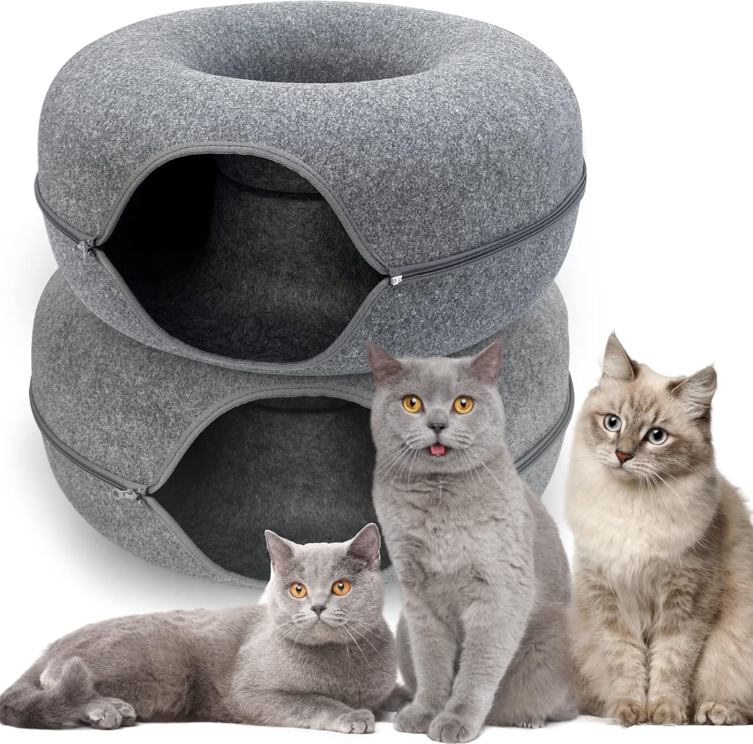 Cat Tunnel Bed, 2 Pack Large Cat House for Pet Cat Cave Bed