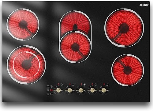 Vista 9 de Estufa eléctrica Jessier de 12 pulgadas - 2 quemadores, estufa de sobremesa y estufa integrada de cerámica, estufa eléctrica de vidrio con marco