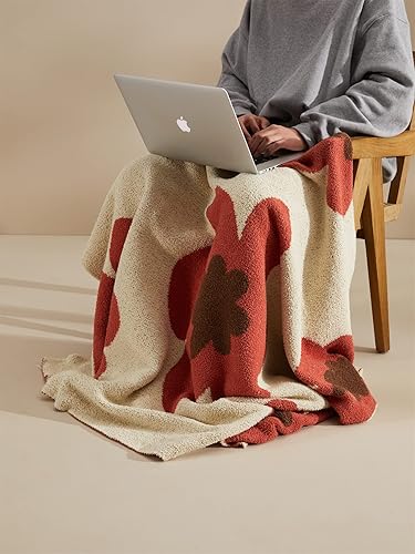 Miniatura 2 de Manta floral con patrón de flores grandes, suave, acogedora, cálida y mullida de microfibra con plumas para sofá, cama, sofá, bebé, mascotas,