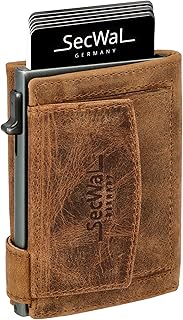 Kartenetui mit Münzfach Druckknopf inkl. Geschenkbox - Made in Germany - Echtleder Mini Geldbörse inkl. E-Book für Damen und Herren - RFID Schutz Portemonnaie Leder