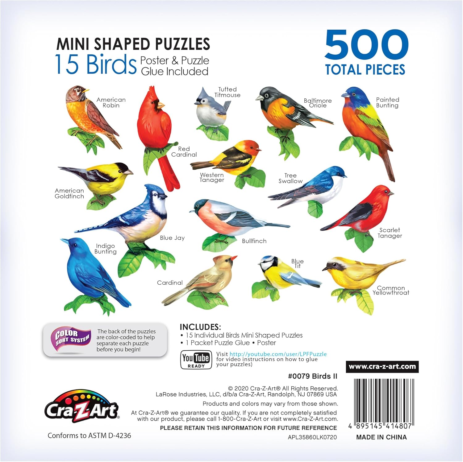 RoseArt - Mini-Shaped - Songbirds II - 500 Piece Jigsaw Puzzle for Adults