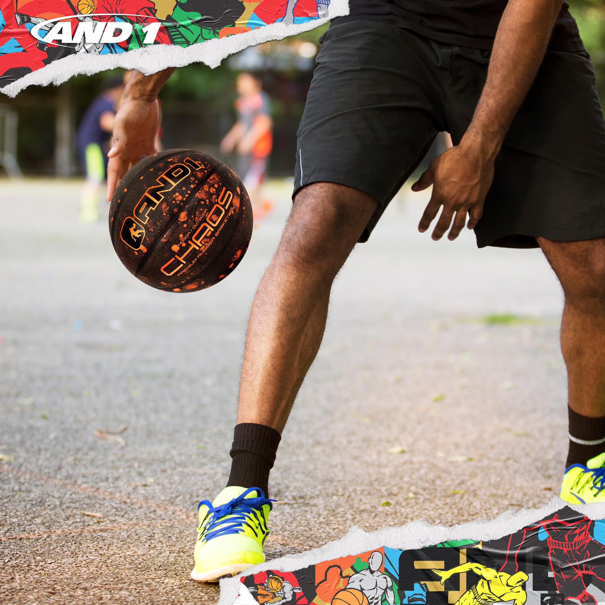 AND1 Chaos Baloncesto: Reglamento Oficial Tamaño 7 (74,9 cm) Goma – Deep Channel Construction Streetball – Fabricado para Juegos de Baloncesto de Interior y Exterior