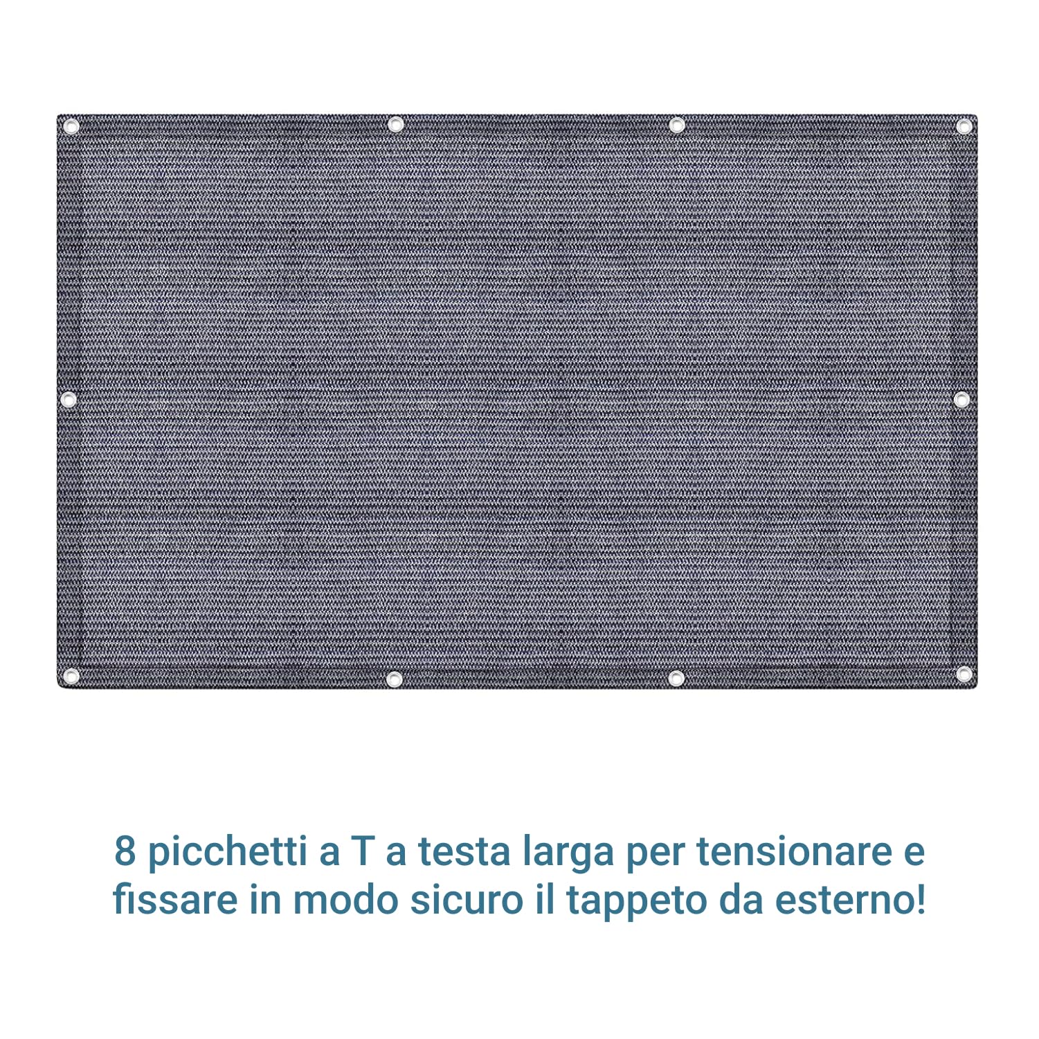 Tappeto Da Campeggio 250X400Cm - Blu/Grigio - Altamente Robusto E Lavabile (Hdpe) + Inclusi: 8 Picchetti