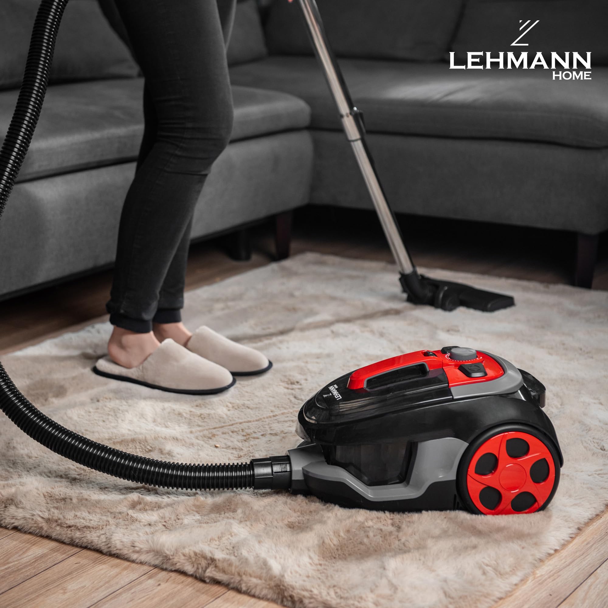 LEHMANN Typhoon aspirapolvere senza sacchetto 4000 Watt | aspirapolvere a ciclone senza sacchetto con set di accessori | filtro HEPA, turbo spazzola, contenitore per la polvere 2,5L