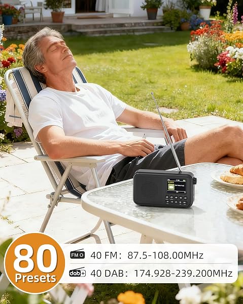Mesqool Mains and Battery Powered DAB/DAB+ Radio with Bluetooth, 3000mAh Portable Digital Radio with Dual Alarm, 2.4" Colour Display, TF Card Play, Sleep Timer for Kitchen and Bedroom - 4