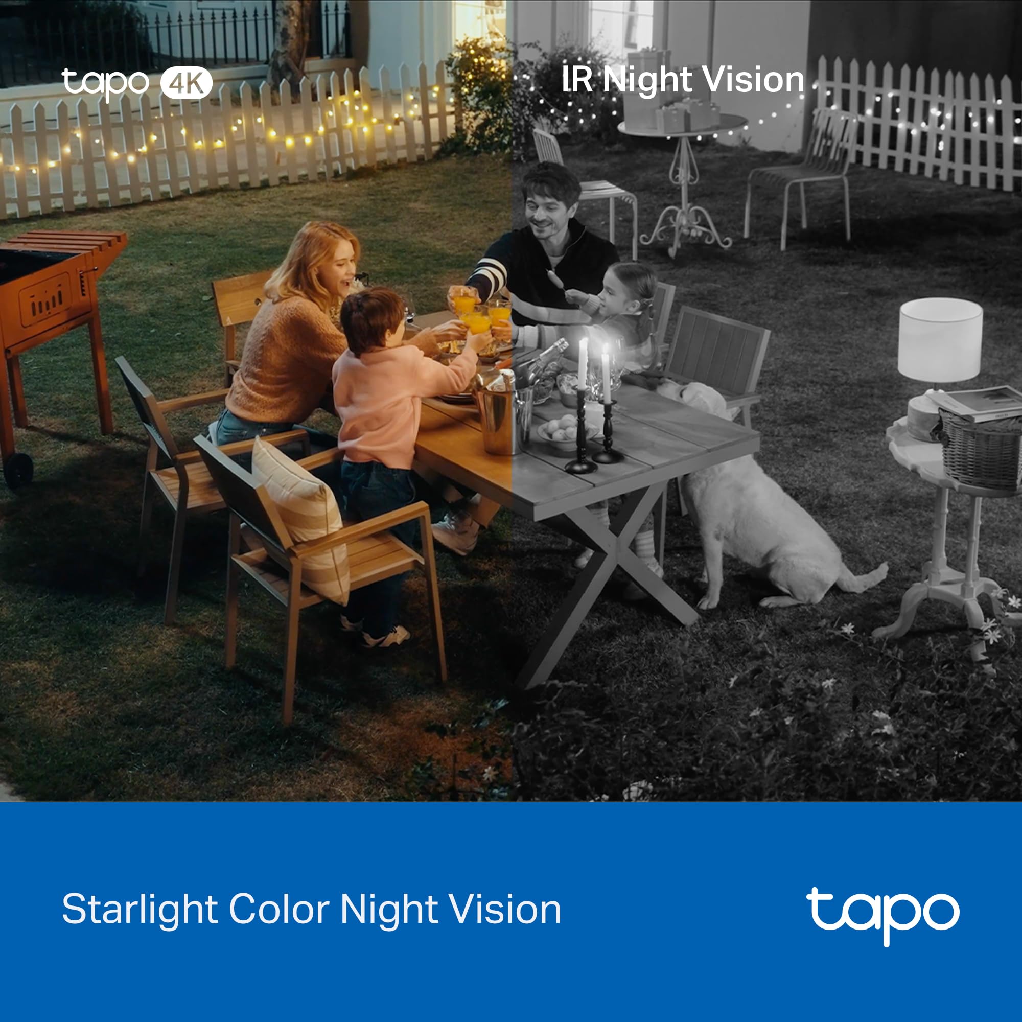 Tapo C560WS 4K 360° WLAN-Überwachungskamera für außen, Wi-Fi 6 Dual-Band, Farbnachtsicht, kostenfreie KI-Erkennung, Smart Tracking, Licht- & Ton-Alarm, Zwei-Wege-Audio, MicroSD-Karte Bis zu 512 GB