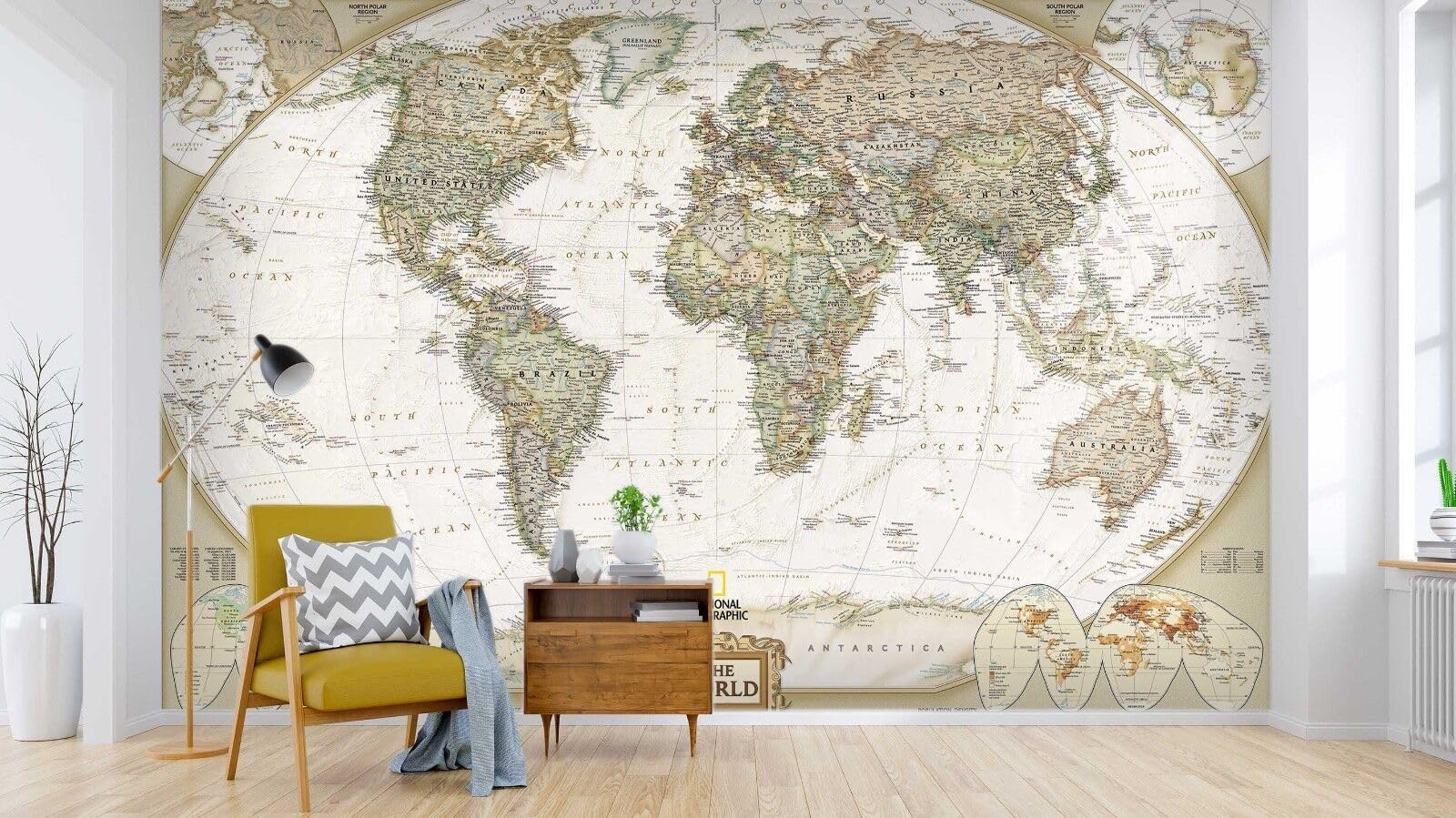 Papier peint carte du monde vintage pour créer un coin éveil