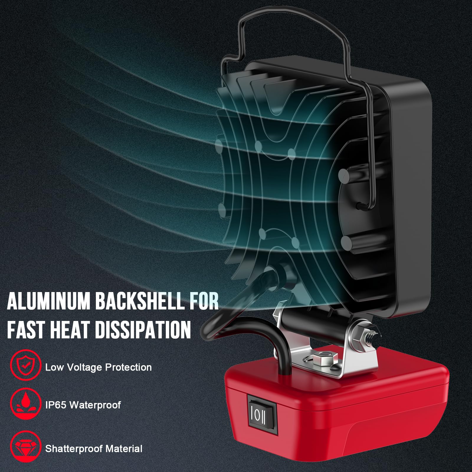 Lámpara Led Sin Cuerda Compatible con Milwaukee M18 Luces de Trabajo Alimentadas por Baterías,34W 5000Lm Linterna de Trabajo de Inundación Portátil con Puerto de Cargador USB para Acampar