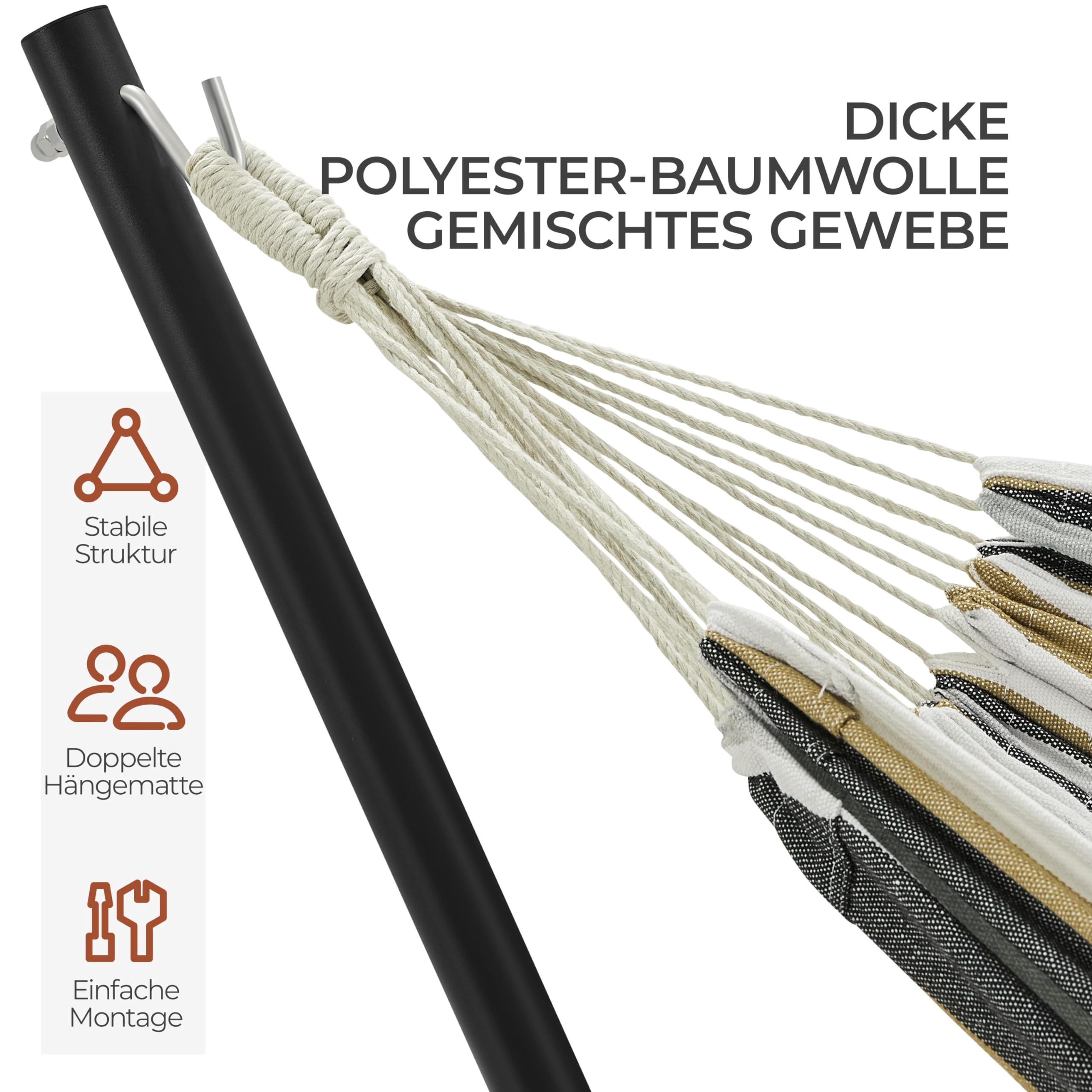 Yaheetech Hängematte mit Gestell für 2-3 Personen, Hängemattengestell mit Tragetasche Verstellbar: 294/304/314 cm, bis 205 kg Belastbar, für Garten/Camping/Reisen/Hof/Balkon