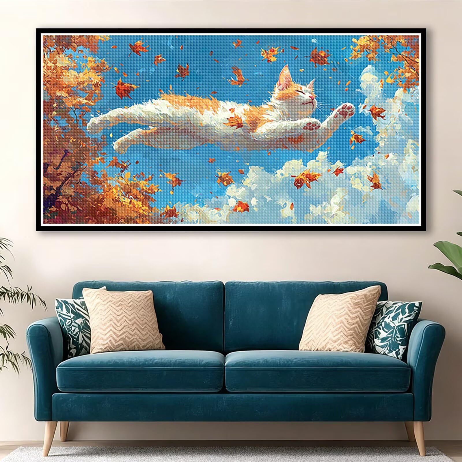 Diamond Painting Grande 180x90cm Gato Diamond Painting Adultos, DIY Animal Pintura de Diamante Manualidades Adultos, 5D Cuadrado Rhinestone Bordado Punto de Cruz para Home Decoration Regalo 0J-285