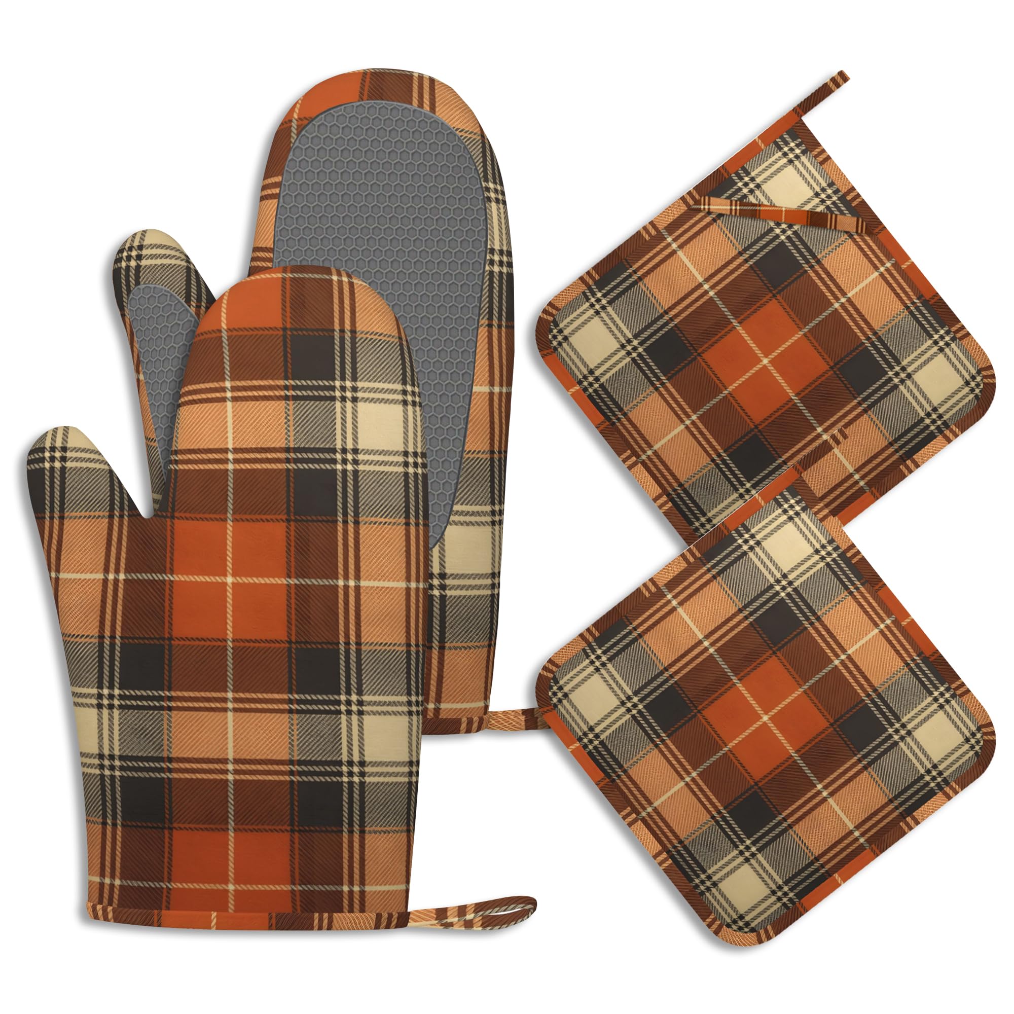 Juego de 4 manoplas de horno y soportes para ollas, de silicona, resistentes al calor, antideslizantes, para cocinar, hornear, regalos para mujeres y hombres