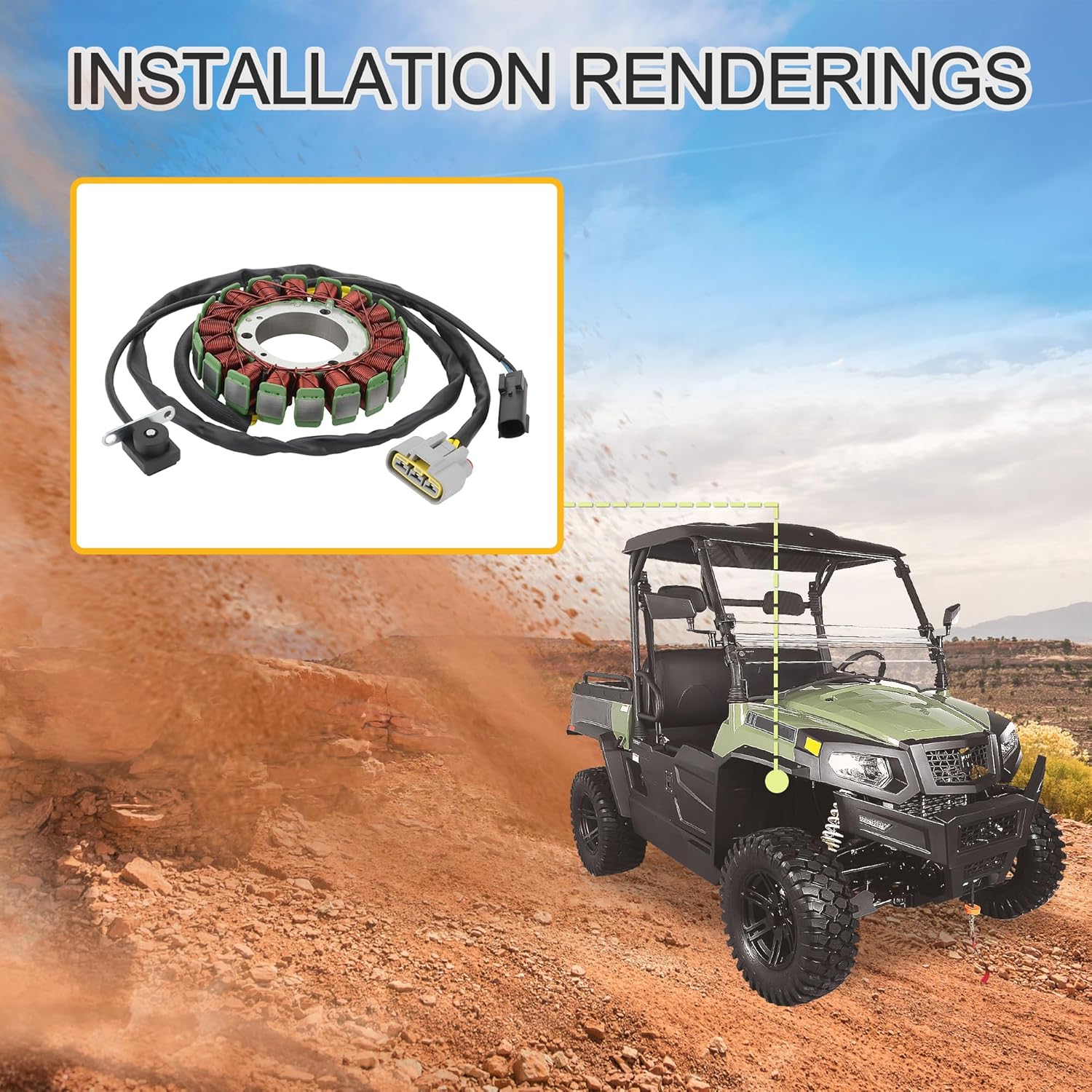 GOOFIT Motorcycle Engine Parts Magneto Stator Coil Replacement for HiSUN 550 and 750 UTV 2018-2024