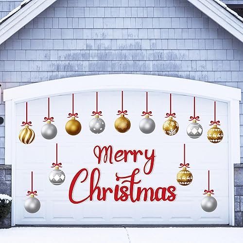 Vista 110 de 90shine 32 imanes navideños para decoración de puerta de garaje, bola de Navidad, refrigerador y cocina (rojo, verde, dorado)