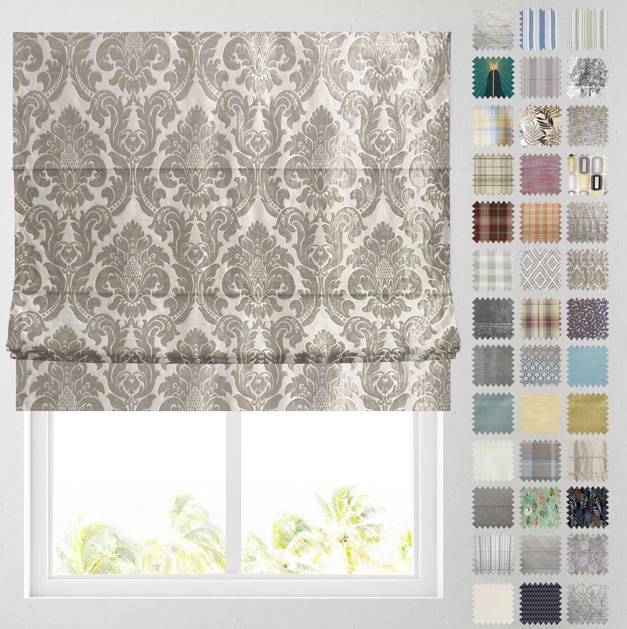 Barnes Blinds And Interiors Pisa Natural Barnes Blinds - Patterned Roman Blinds, Fully Lined, Custom Sizing Available - Durable Fittings Easy Fit ( 91.5Cm)