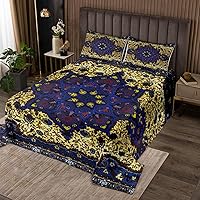 Vista 18 de Erosebridal Colcha geométrica bohemia, tamaño Queen, exótica, color rojo, azul, celosía, tribal, colcha retro india floral para dormitorio