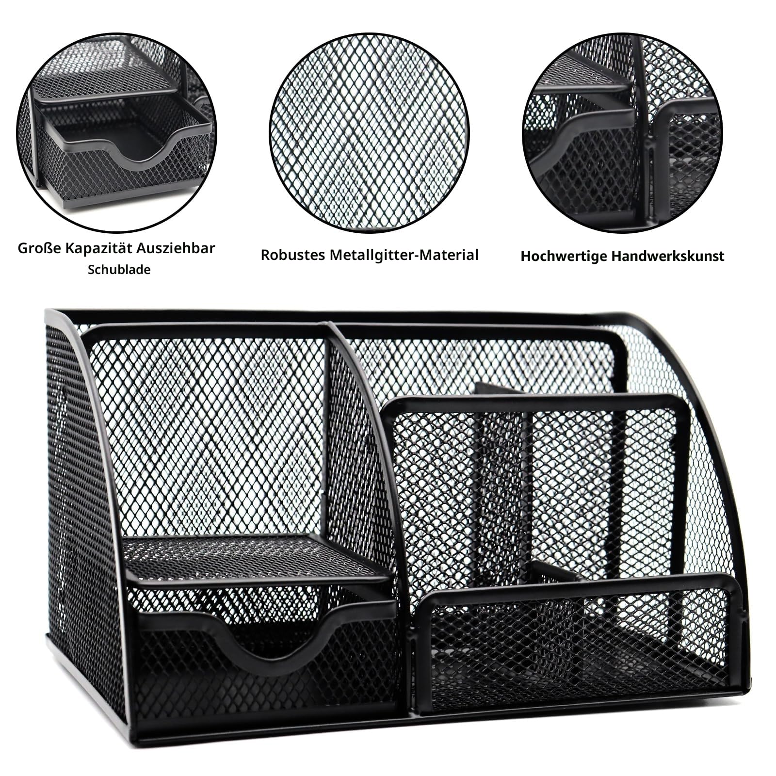 12-in-1 schwarzes Schreibtisch-Organizer- und Zubehör-Set, schwarzes Bürobedarf, schwarzer Hefter, Stifthalter, Klebebandhalter, Heftklammern, Klammerentferner für Schule, Geschenke für Kollegen, Frau
